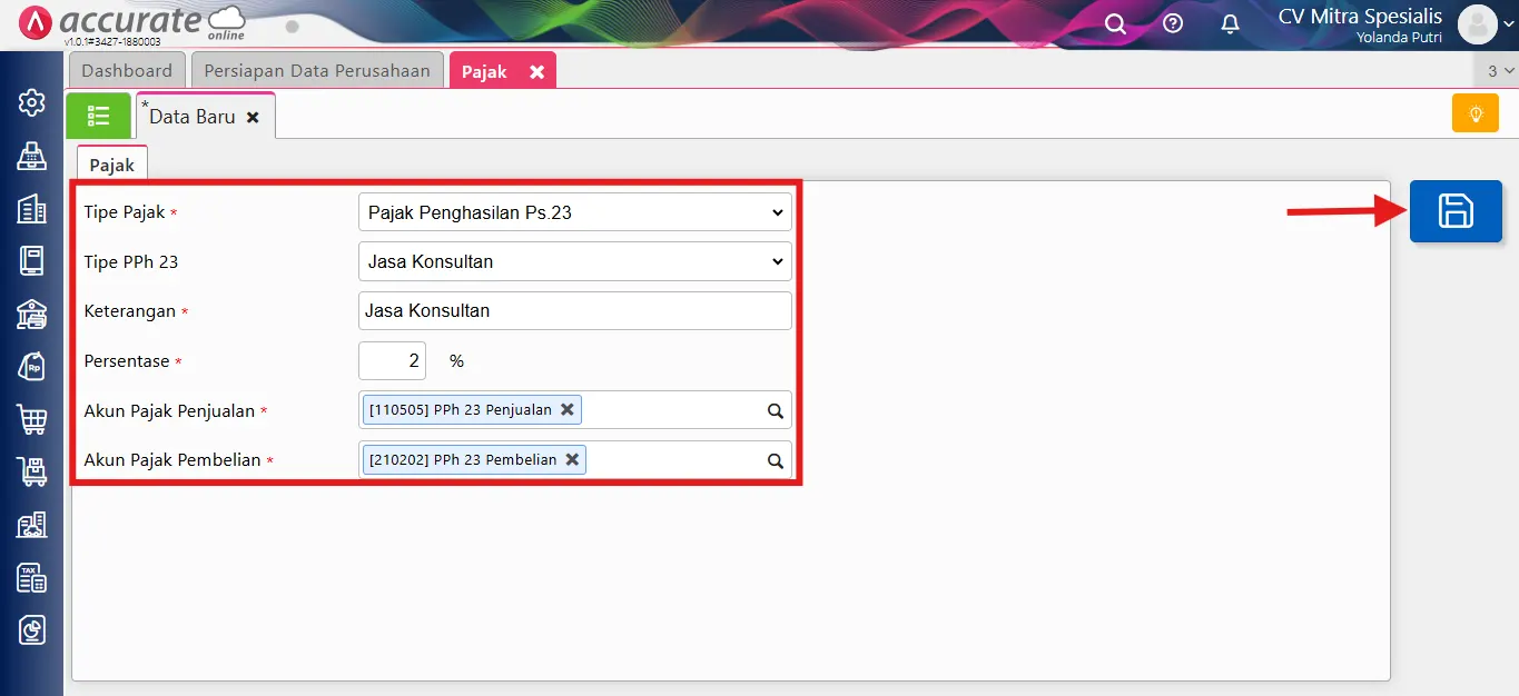 Cara mencatat uang muka dikenakan PPh 23
